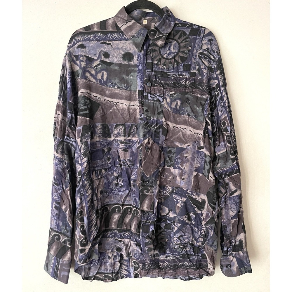 Vintage Pronto Uomo Dress‎ Shirt Abstract Made In Italy Size M
